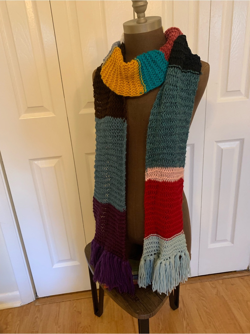 Handmade Knitted scarf ridiculously long Dr Who inspired